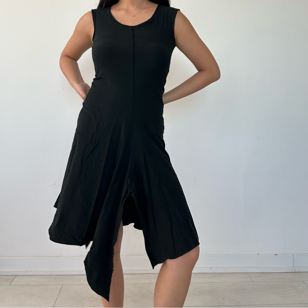 M.A+ Maurizio Amadei Black Sleeveless Asymmetrical Dress - X-Small